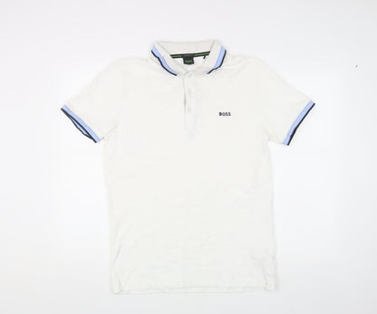 Boss Men's White Polo Shirt L Regular Fit