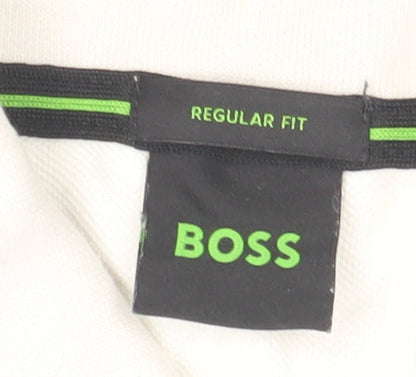 Boss Men's White Polo Shirt L Regular Fit