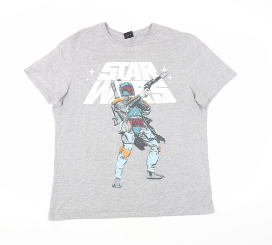 Star Wars Men's Grey Graphic Print T-Shirt Large
