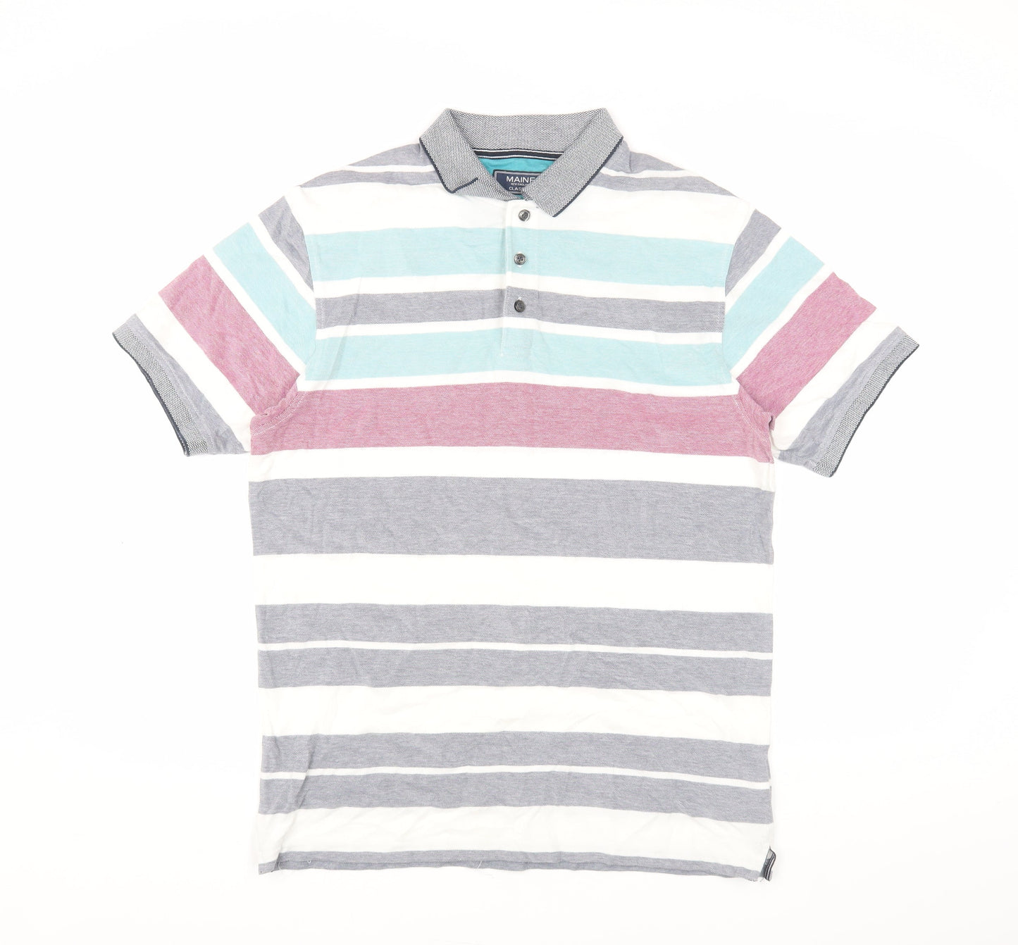 Maine Striped Polo Shirt, Men's Small, Multicoloured Cotton