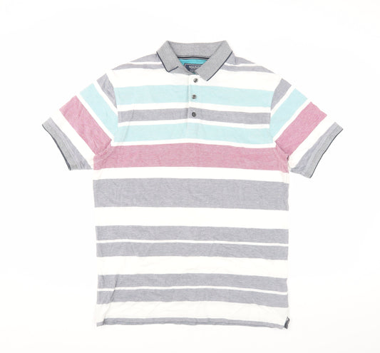 Maine Striped Polo Shirt, Men's Small, Multicoloured Cotton