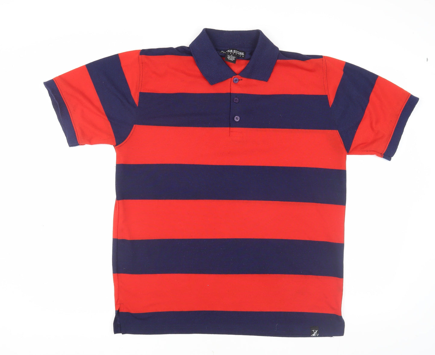 Silver Stone Men's Red Striped Polo Shirt Size S