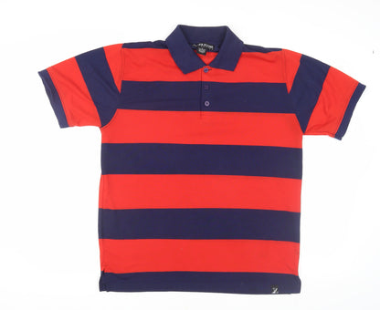 Silver Stone Men's Red Striped Polo Shirt Size S