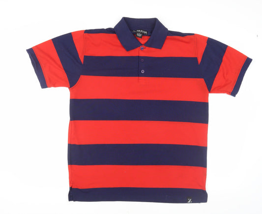 Silver Stone Men's Red Striped Polo Shirt Size S