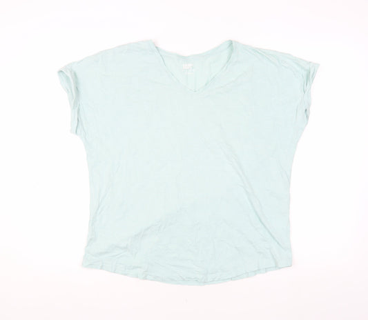 Lands' End Women's Blue V-Neck T-Shirt Size L