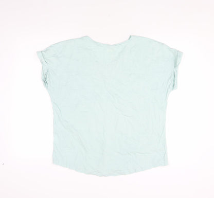 Lands' End Women's Blue V-Neck T-Shirt Size L