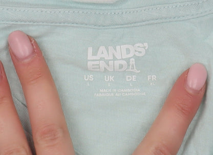Lands' End Women's Blue V-Neck T-Shirt Size L