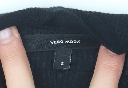 Womens UK Size S VERO MODA Black Basic T-Shirt