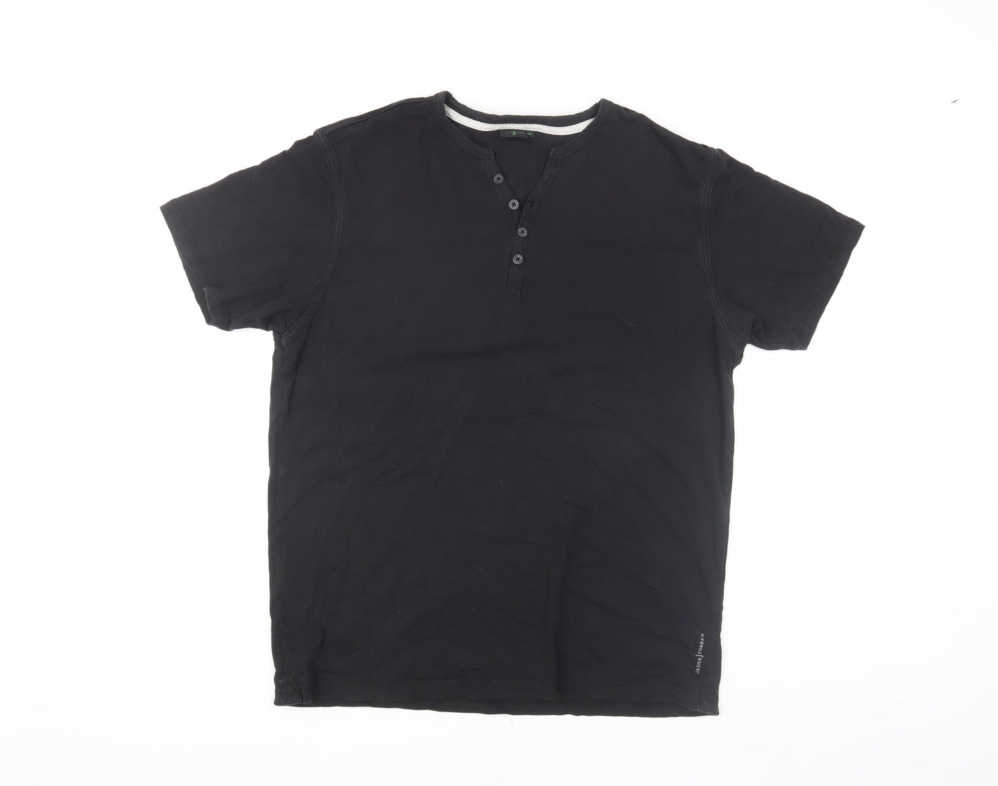 Jasper Conran Men's Black Henley T-Shirt, Size M
