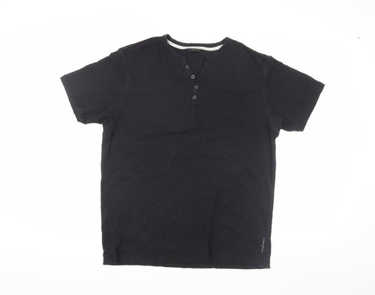 Jasper Conran Men's Black Henley T-Shirt, Size M