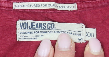 Voi Jeans Red Paisley Men's T-Shirt, 2XL, Crew Neck