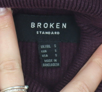 Broken Standard Unisex Purple Roll Neck Jersey T-Shirt S