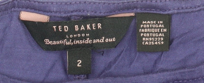 Womens UK Size 6 Ted Baker Purple Basic T-Shirt