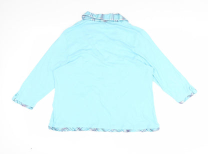 Cotton Traders Women's Blue Button-Up Shirt, Size 16