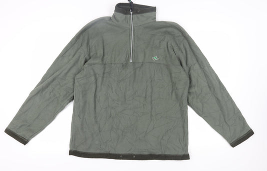 Mens UK Size M Le Shark Green 1/4 Zip Sweatshirt