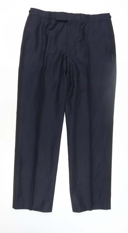 Gieves & Hawkes Men's Black Wool Dress Trousers, Size 42R