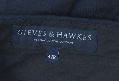 Gieves & Hawkes Men's Black Wool Dress Trousers, Size 42R