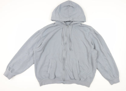 H&M Grey Full Zip Hoodie Unisex Size 12 Relaxed Fit
