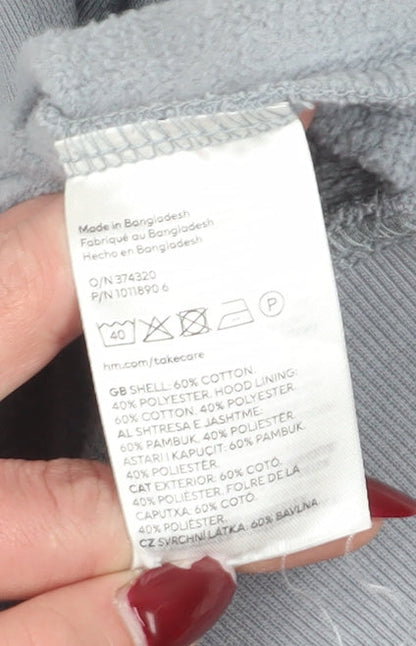 H&M Grey Full Zip Hoodie Unisex Size 12 Relaxed Fit