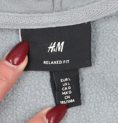 H&M Grey Full Zip Hoodie Unisex Size 12 Relaxed Fit