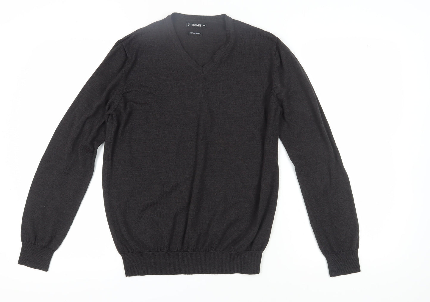 Dunnes Men's Black V-Neck Pullover Jumper, L, Wool Blend