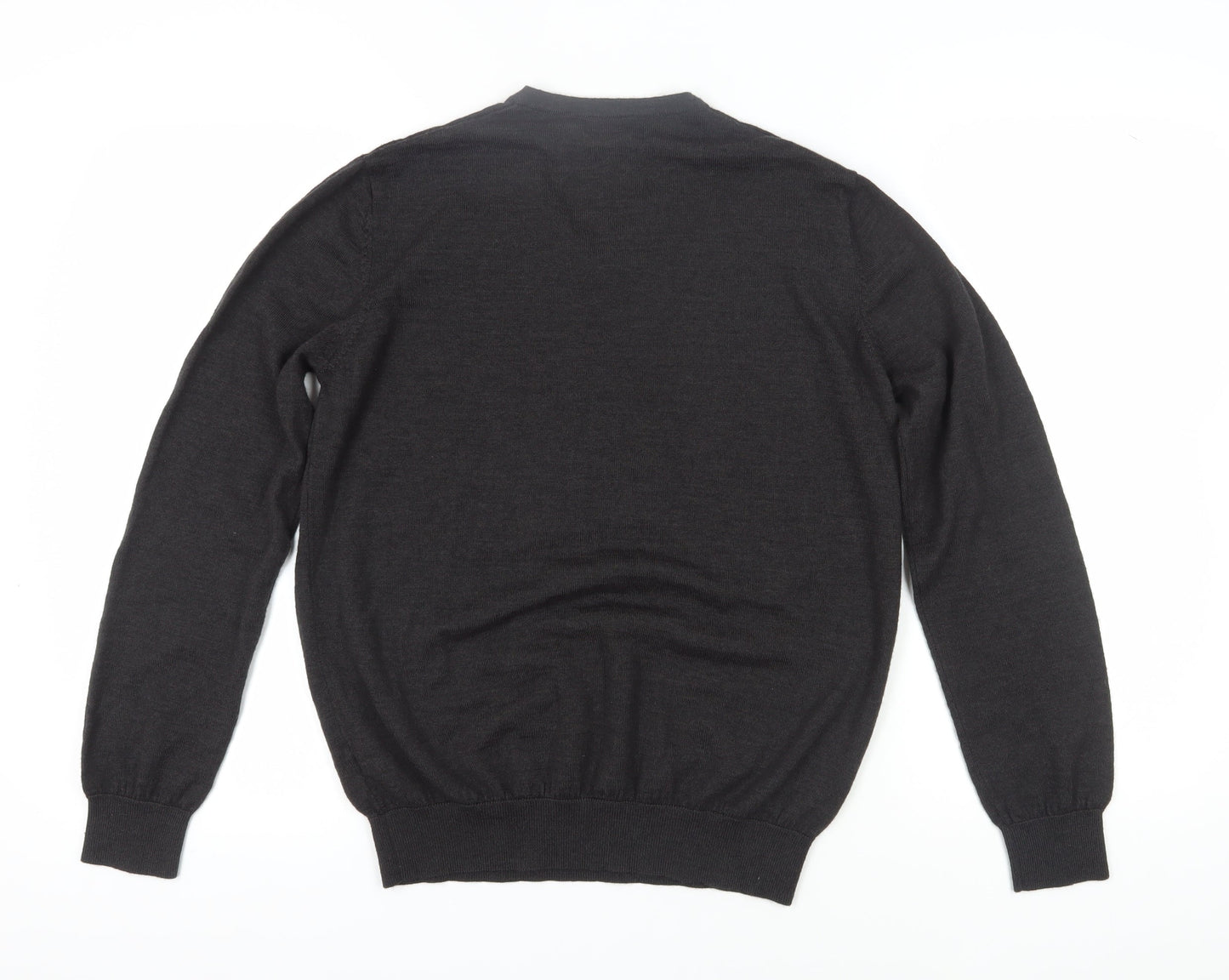Dunnes Men's Black V-Neck Pullover Jumper, L, Wool Blend