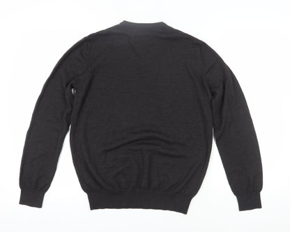 Dunnes Men's Black V-Neck Pullover Jumper, L, Wool Blend