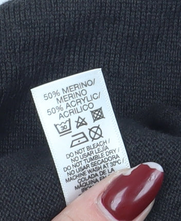 Dunnes Men's Black V-Neck Pullover Jumper, L, Wool Blend