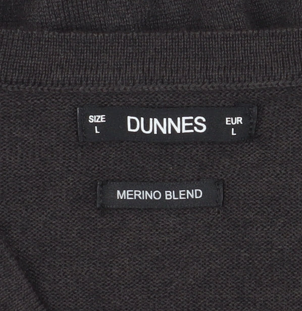 Dunnes Men's Black V-Neck Pullover Jumper, L, Wool Blend