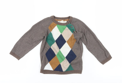 Label of Graded Goods Unisex Brown Argyle Pullover 12-18M