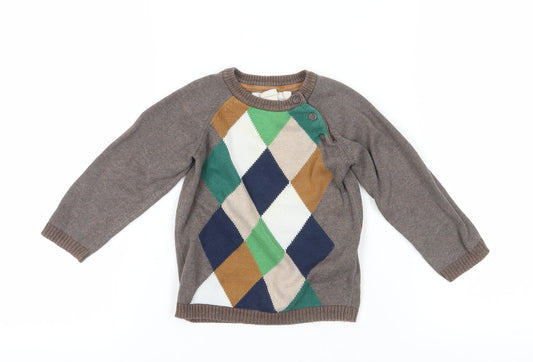 Label of Graded Goods Unisex Brown Argyle Pullover 12-18M
