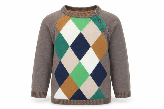 Label of Graded Goods Unisex Brown Argyle Pullover 12-18M