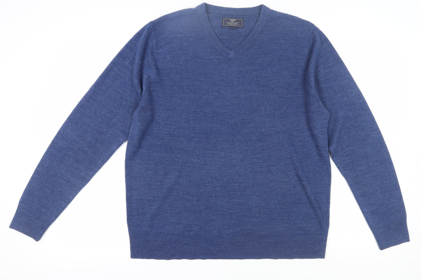 Atlantic Bay Men's Blue V-Neck Pullover Jumper L