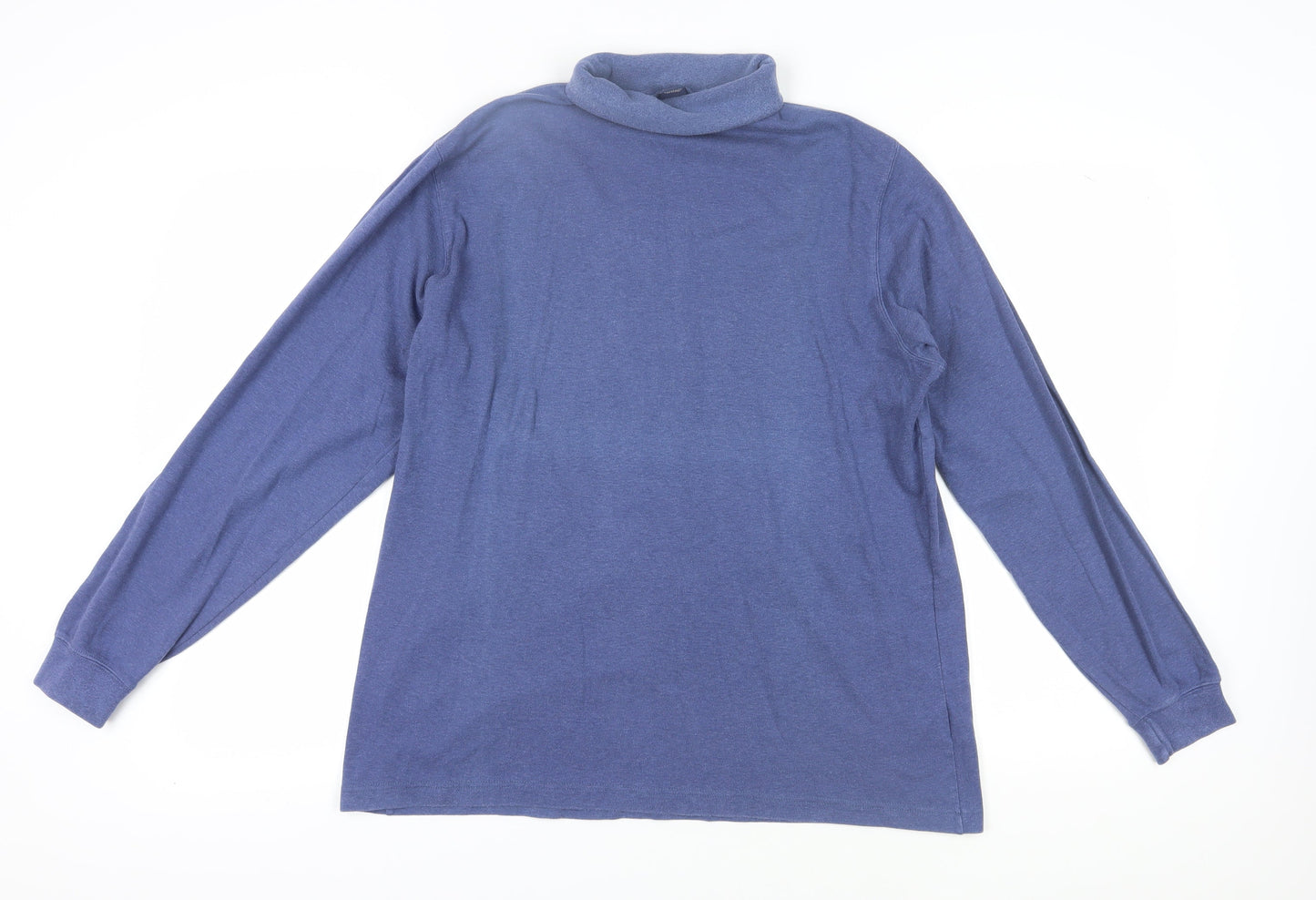 Lands' End Men's Blue Roll Neck Long Sleeve T-Shirt L