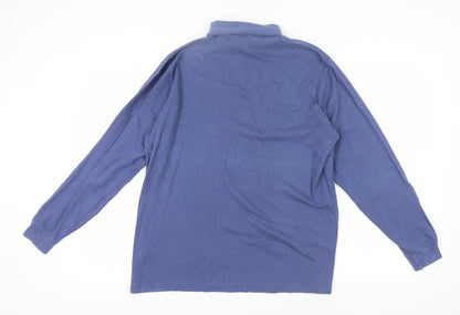 Lands' End Men's Blue Roll Neck Long Sleeve T-Shirt L