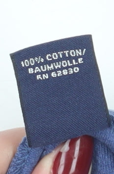 Lands' End Men's Blue Roll Neck Long Sleeve T-Shirt L