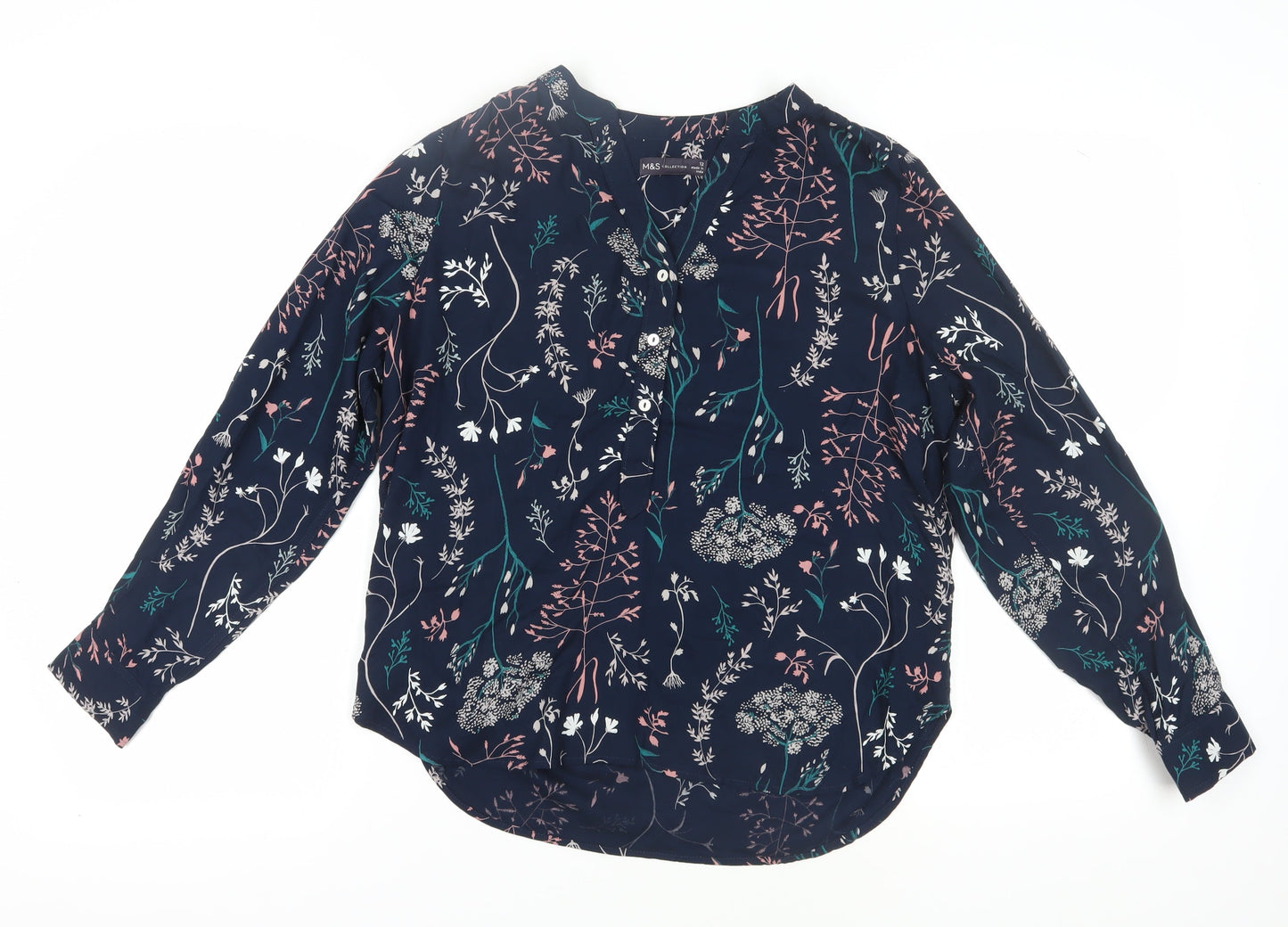 Womens UK Size 12 Marks and Spencer Blue Tunic Blouse