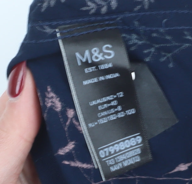 Womens UK Size 12 Marks and Spencer Blue Tunic Blouse