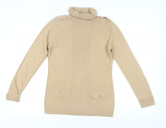 BHS Women's Beige Roll Neck Jumper, Size 14