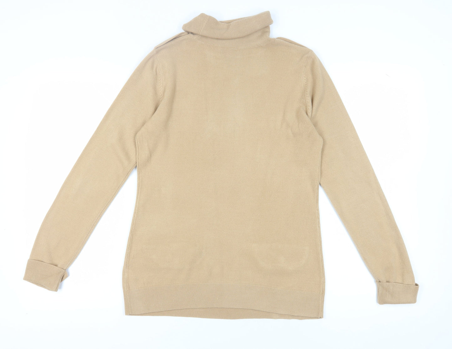 BHS Women's Beige Roll Neck Jumper, Size 14