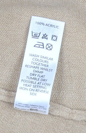 BHS Women's Beige Roll Neck Jumper, Size 14