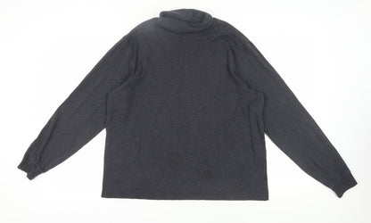 Lands' End Men's Grey Roll Neck Long Sleeve T-Shirt L