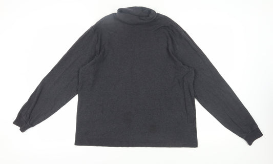 Lands' End Men's Grey Roll Neck Long Sleeve T-Shirt L