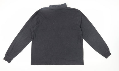 Lands' End Men's Grey Roll Neck Long Sleeve T-Shirt L