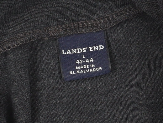 Lands' End Men's Grey Roll Neck Long Sleeve T-Shirt L