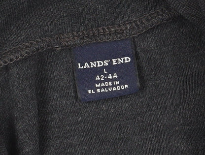 Lands' End Men's Grey Roll Neck Long Sleeve T-Shirt L