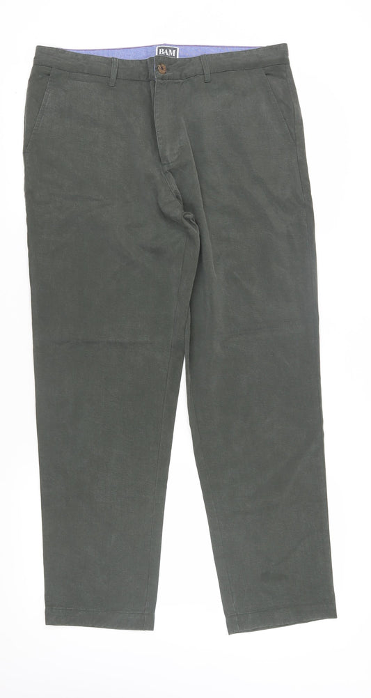 BAM Men's Green Chino Trousers Size 38