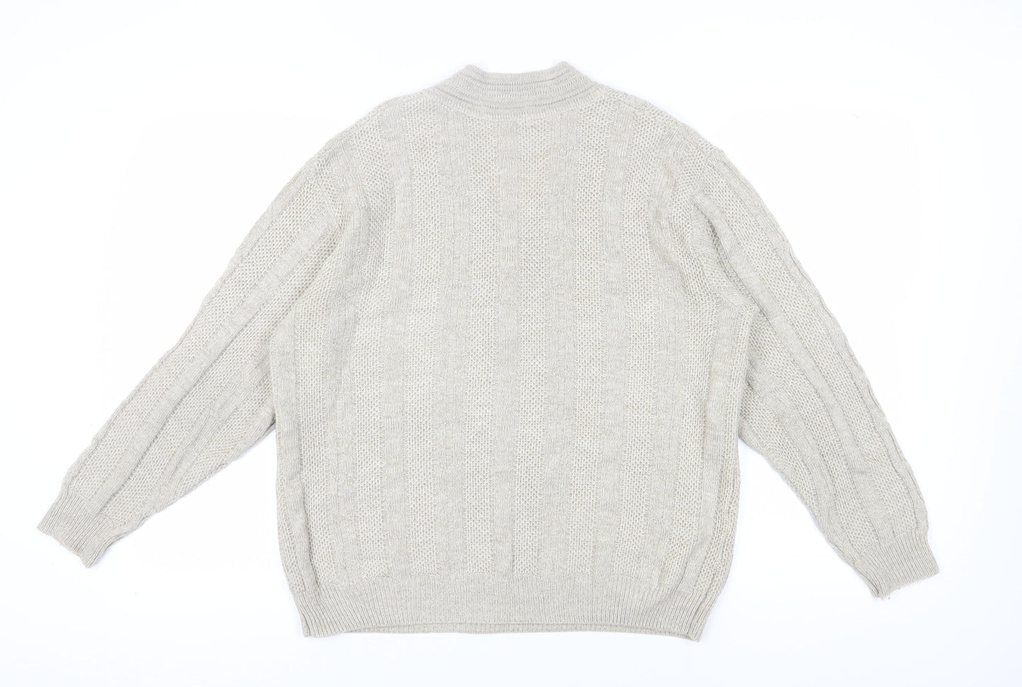 Marks and Spencer Men's Beige Cable-Knit Jumper, M