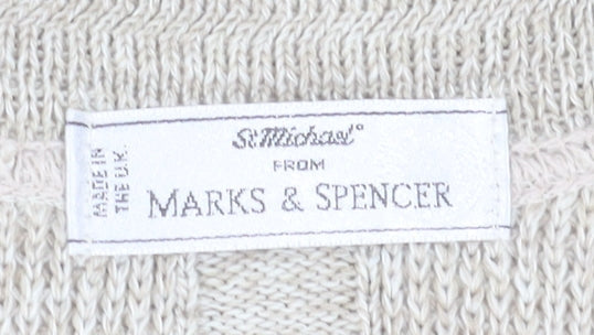 Marks and Spencer Men's Beige Cable-Knit Jumper, M