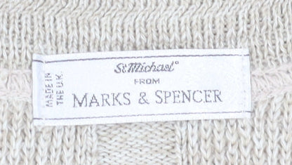 Marks and Spencer Men's Beige Cable-Knit Jumper, M